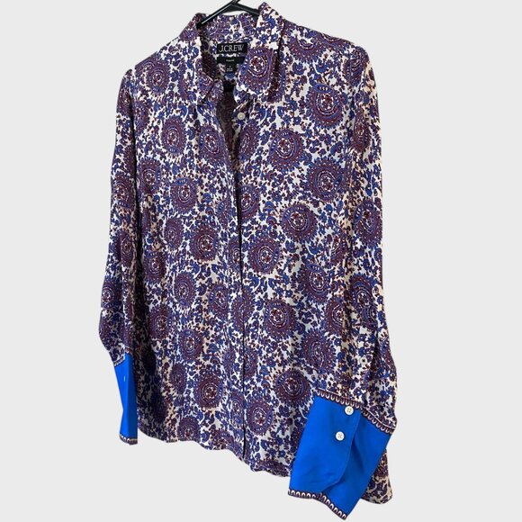 J.Crew Drapey Cupro-Blend Hidden Button-Up Shirt Purple Women's 8 Classic-Fit - Picture 2 of 12